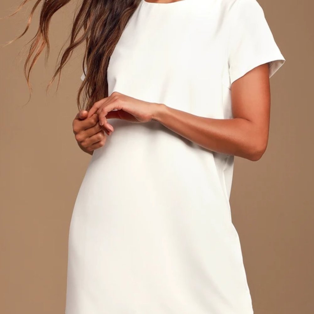 NWT Lulus Shift and Shout Ivory Shift Dress M